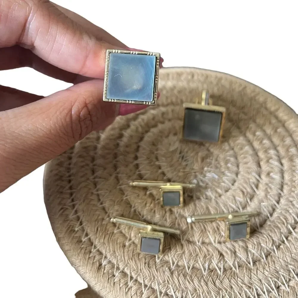 gold and pearl cuff links set